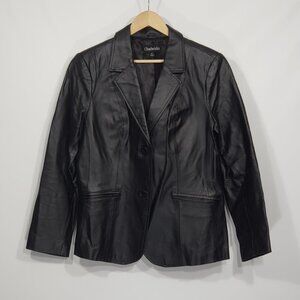 Vintage Chadwicks  Black Leather Jacket Blazer  Women's Size 12